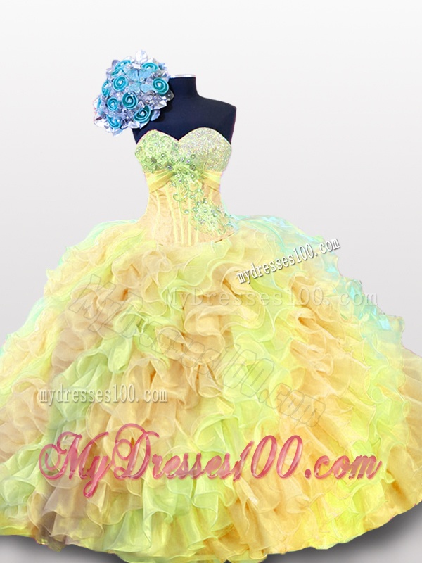 Puffy Multi Color Beading Quinceanera Dresses with Sweetheart