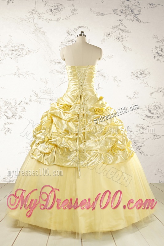 Yellow Sweetheart Ball Gown Quinceanera Dress for 2016