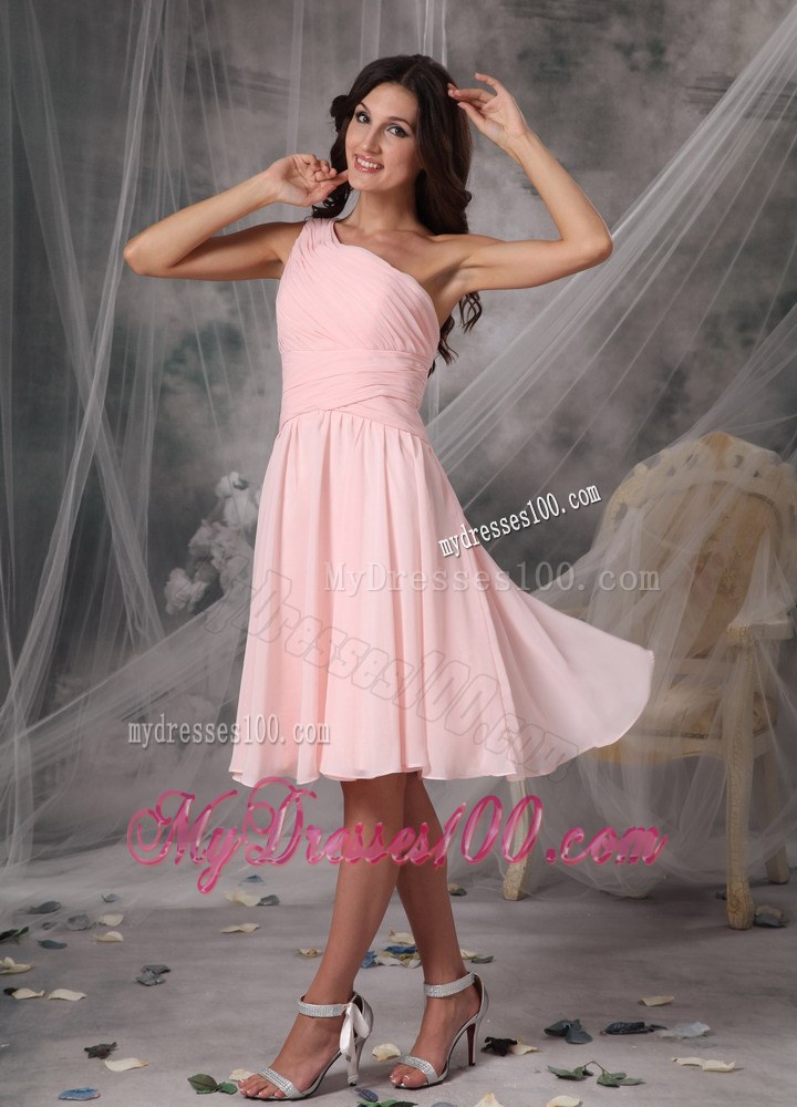 Custom Baby Pink Empire Dama Dresses For Quinceanera One Shoulder