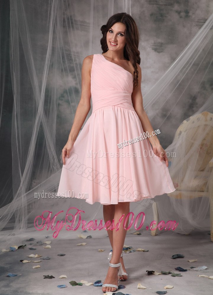 Custom Baby Pink Empire Dama Dresses For Quinceanera One Shoulder