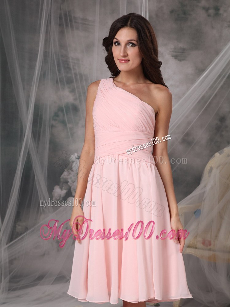 Custom Baby Pink Empire Dama Dresses For Quinceanera One Shoulder