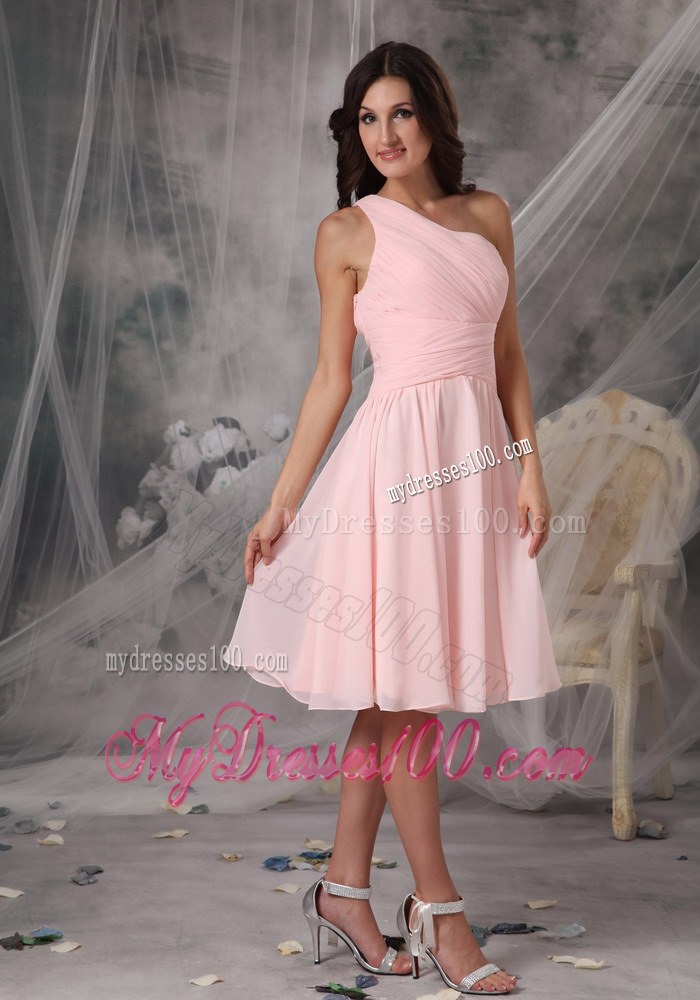 Custom Baby Pink Empire Dama Dresses For Quinceanera One Shoulder