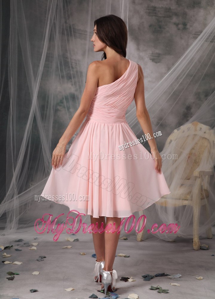 Custom Baby Pink Empire Dama Dresses For Quinceanera One Shoulder