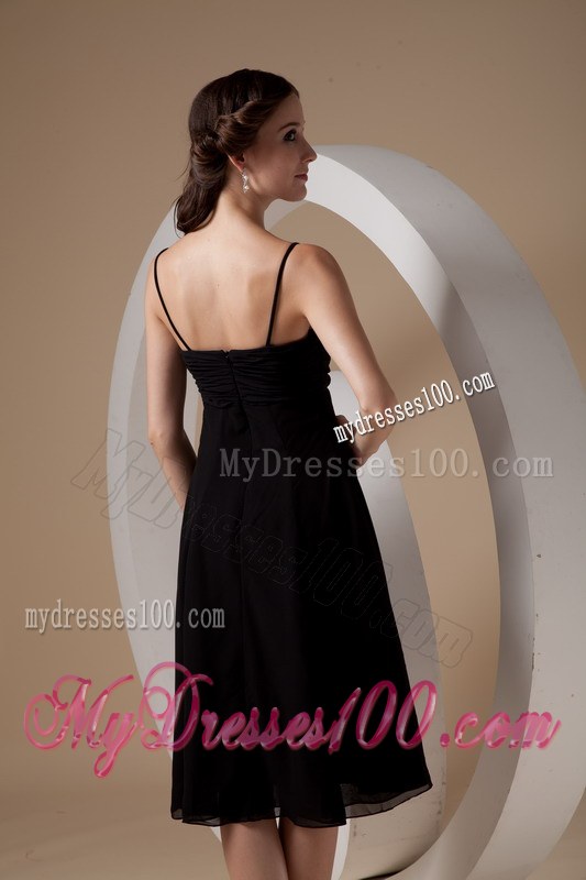 Black Dama Dresses For Quinceanera Spaghetti Straps Ruch and Bow