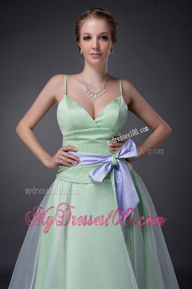 Apple Green Straps Dama Dresses For Quinceanera with Bowknot