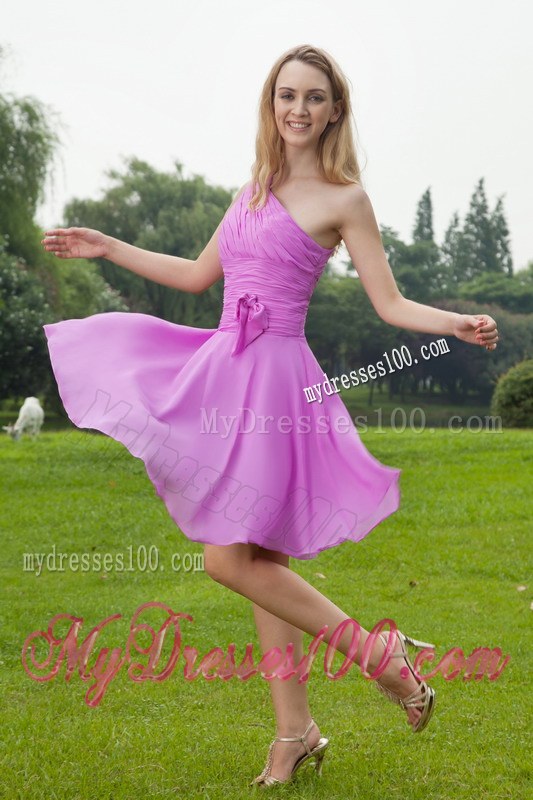 Lavender One Shoulder Dama Dresses For Quinceanera Ruche