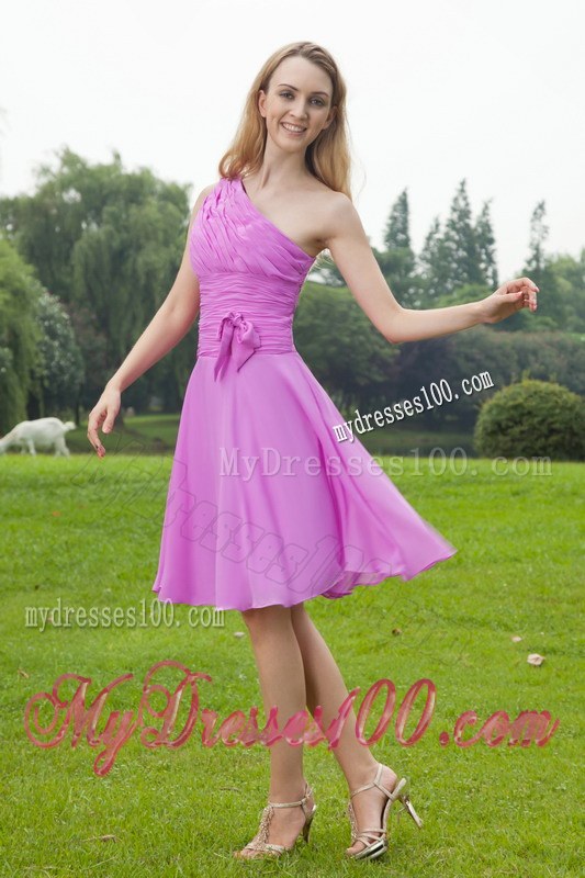Lavender One Shoulder Dama Dresses For Quinceanera Ruche