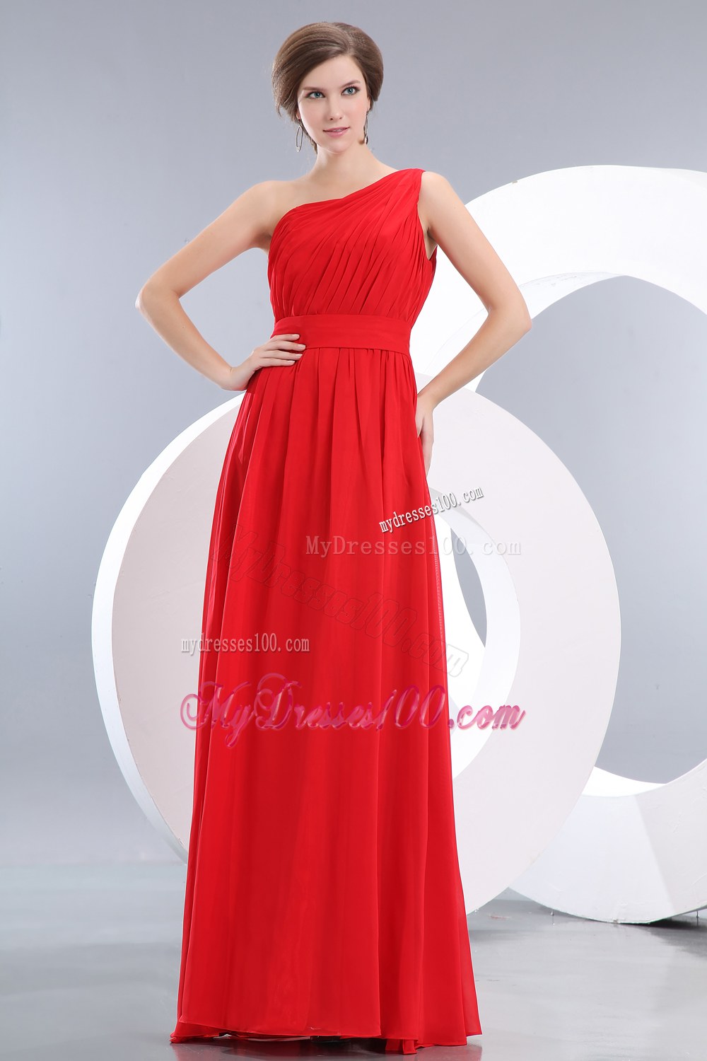 Beauty Red One Shoulder Dama Dresses For Quinceanera Ruching