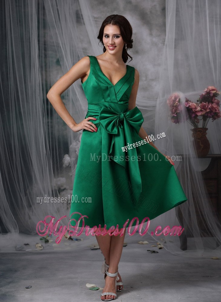 Elegant Dark Green Dama Dresses For Quinceanera with V-neck