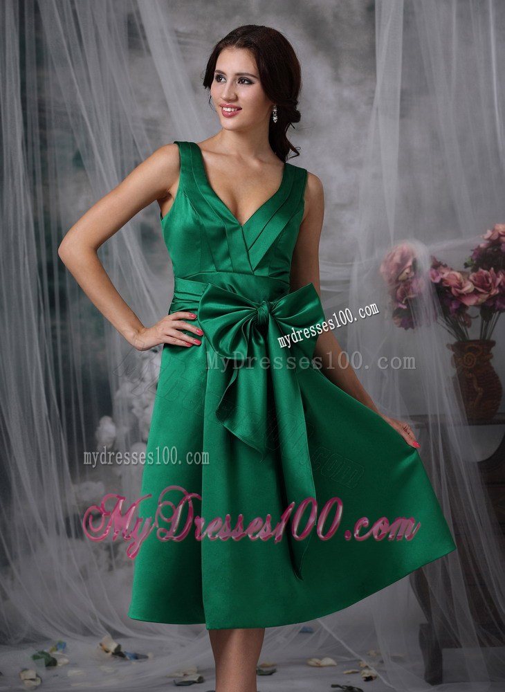 Elegant Dark Green Dama Dresses For Quinceanera with V-neck