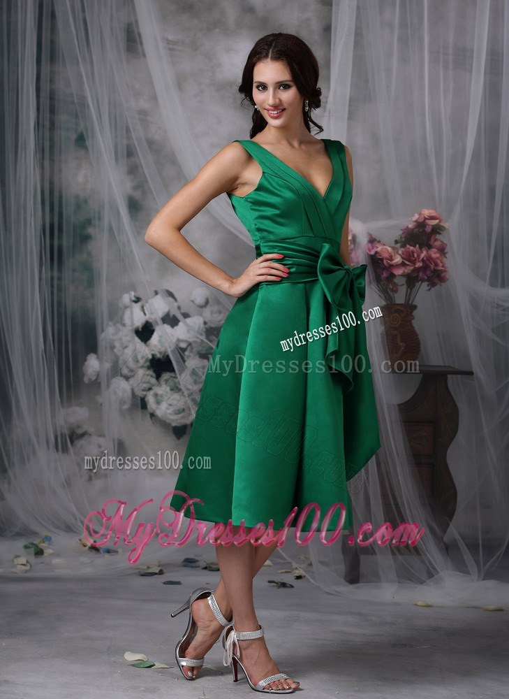 Elegant Dark Green Dama Dresses For Quinceanera with V-neck
