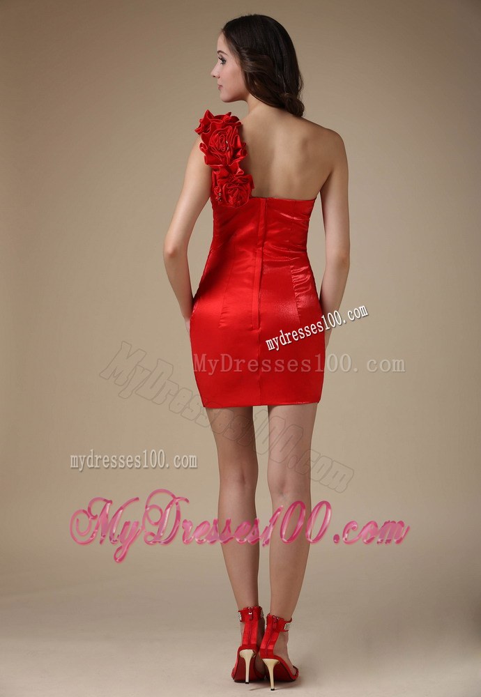 Red One Shoulder Dama Dresses For Quinceanera with Ruching 2013