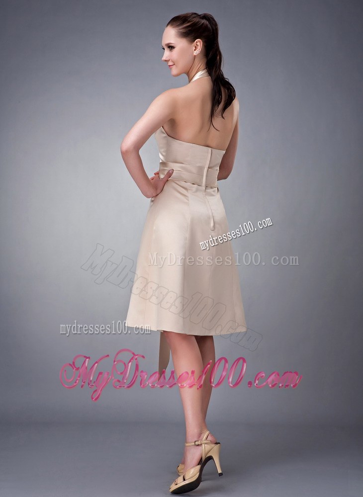 New Champagne Halter Sash Dama Dresses For Quinceanera