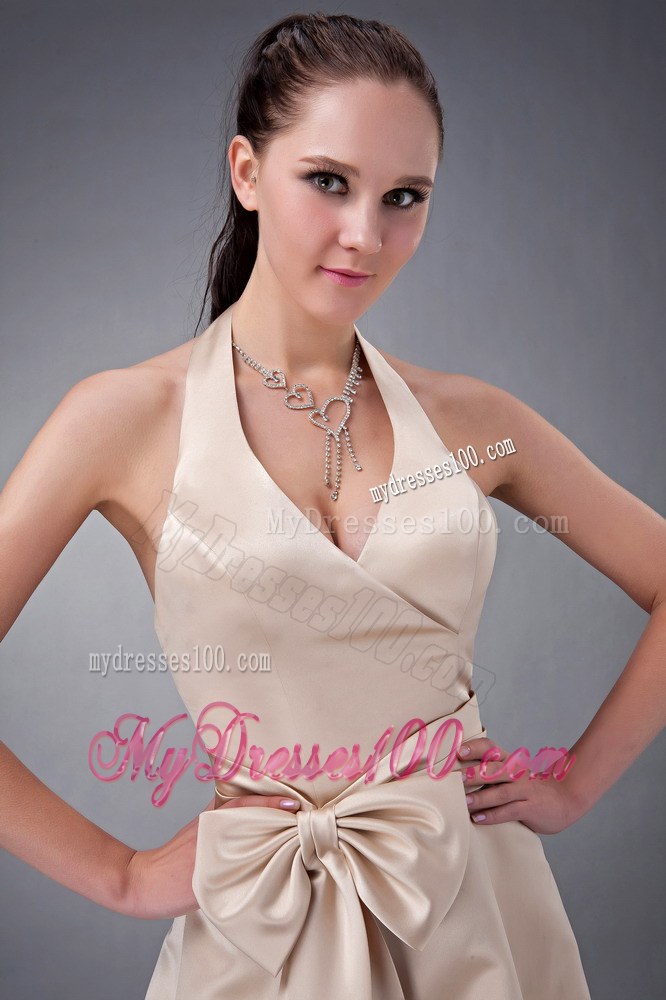 New Champagne Halter Sash Dama Dresses For Quinceanera