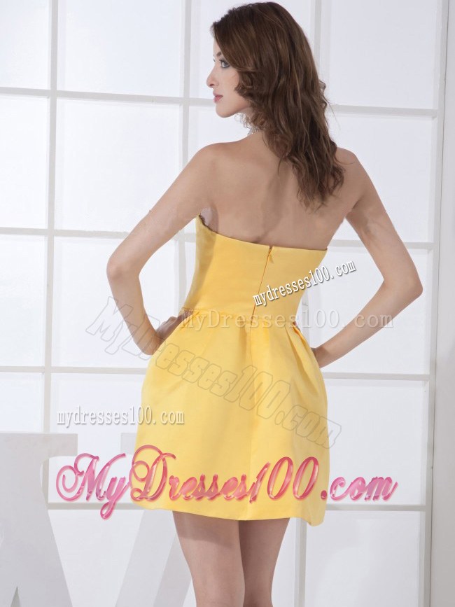 Hand Made Flower Sweetheart Yellow Dama Dresses For Quinceanera