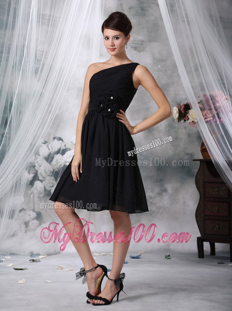 Black One Shoulder Handle Flowers Dama Dresses For Quinceanera
