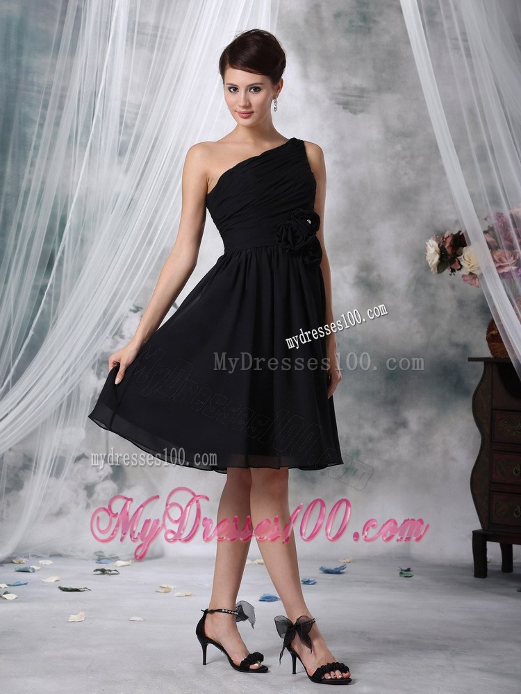 Black One Shoulder Handle Flowers Dama Dresses For Quinceanera