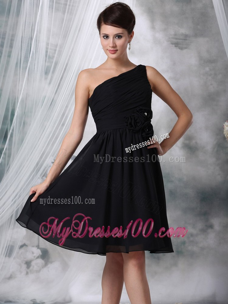 Black One Shoulder Handle Flowers Dama Dresses For Quinceanera