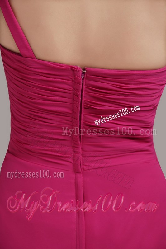Hot Pink One Shoulder Hand Flowers Dama Dresses For Quinceanera