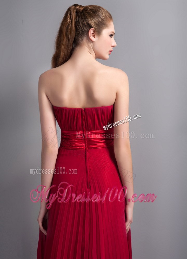 2013 Popular Wine Red Strapless Pleat Dama Dresses For Quinceanera