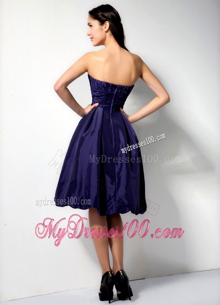 Modest Purple Strapless Ruche Dama Dresses For Quinceanera