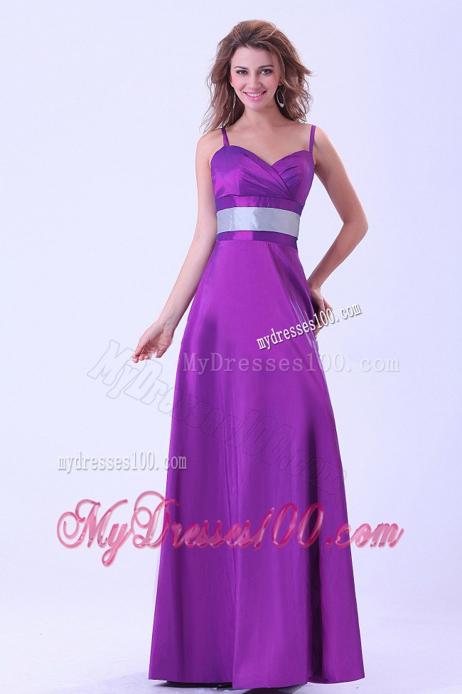Eggplant Dama Dresses For Quinceanera With Belt Spaghetti Straps