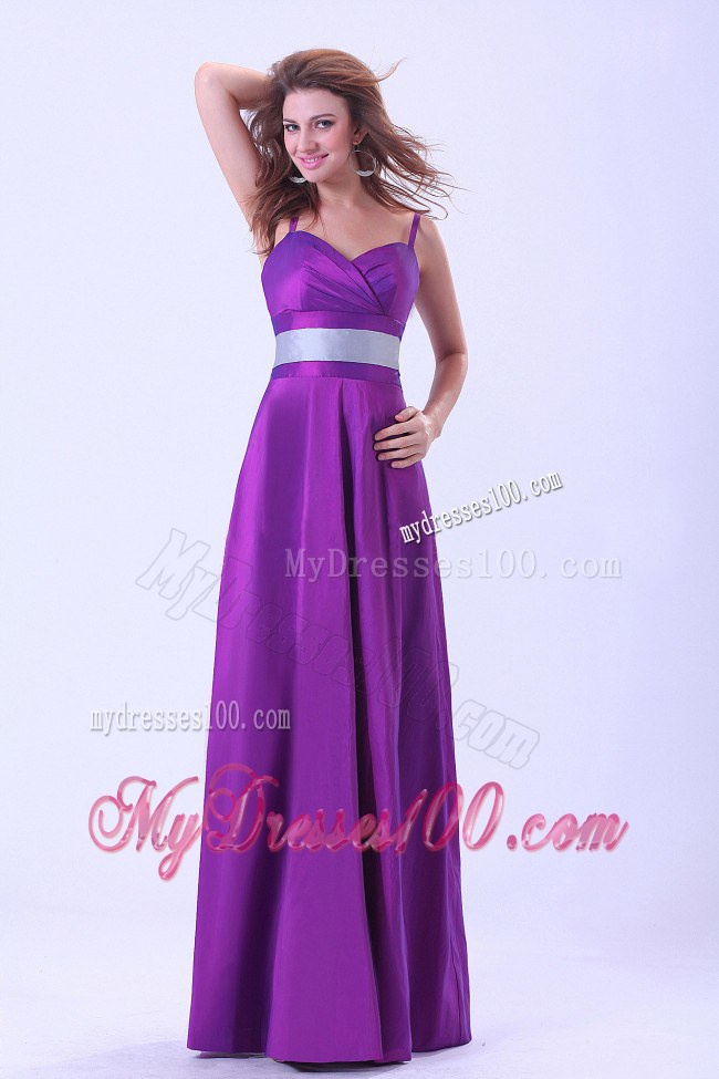 Eggplant Dama Dresses For Quinceanera With Belt Spaghetti Straps