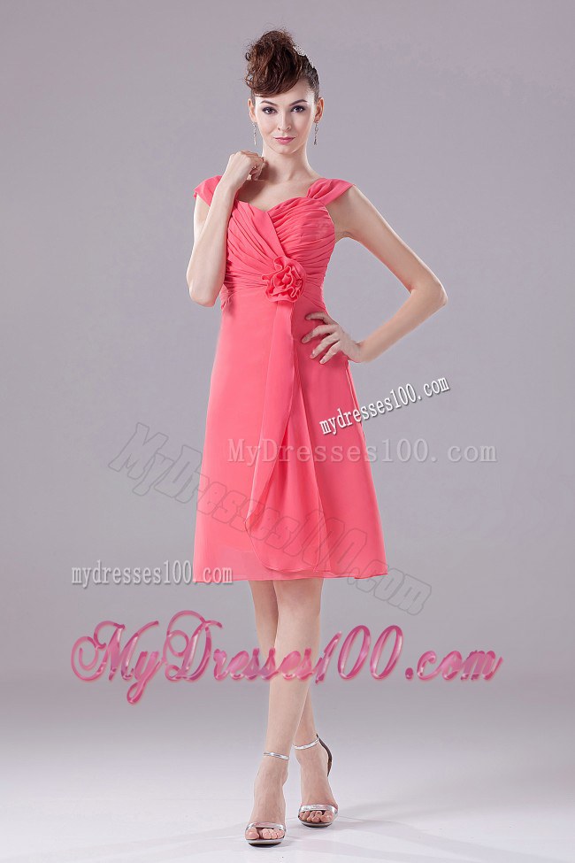 2013 Ruched Straps Watermelon Dama Dresses For Quinceanera