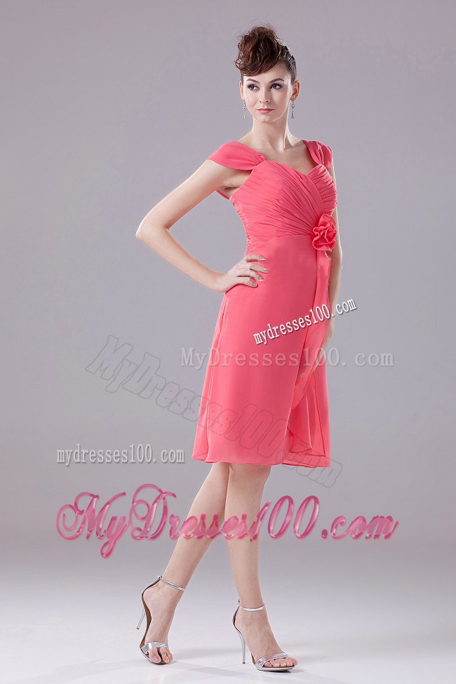2013 Ruched Straps Watermelon Dama Dresses For Quinceanera