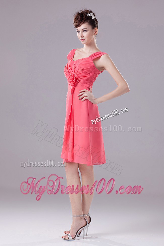 2013 Ruched Straps Watermelon Dama Dresses For Quinceanera
