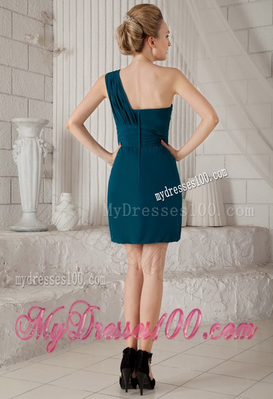 Turquoise Column One Shoulder Short Dama Dresses For Quinceanera