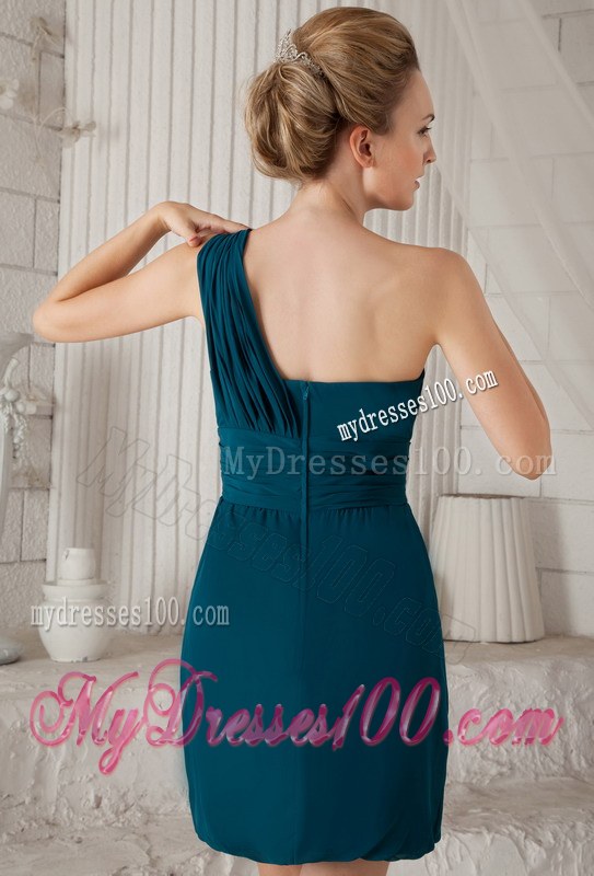 Turquoise Column One Shoulder Short Dama Dresses For Quinceanera