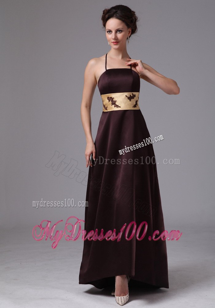 Belt Appliques Spaghetti Straps Brown Dama Dresses For Quinceanera