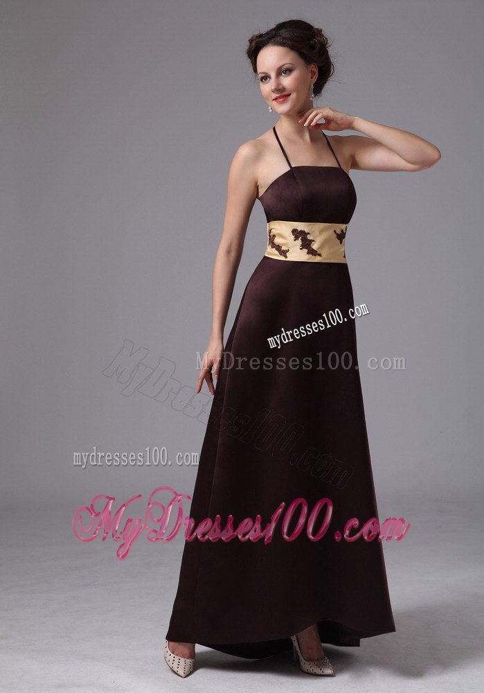 Belt Appliques Spaghetti Straps Brown Dama Dresses For Quinceanera