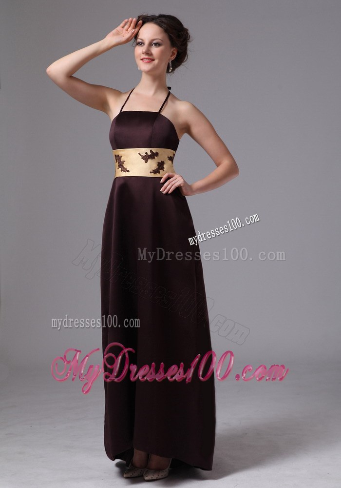 Belt Appliques Spaghetti Straps Brown Dama Dresses For Quinceanera