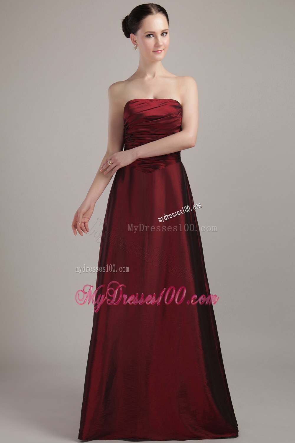 Wine Red Strapless 2013 Fashion Dama Dresses For Quinceanera