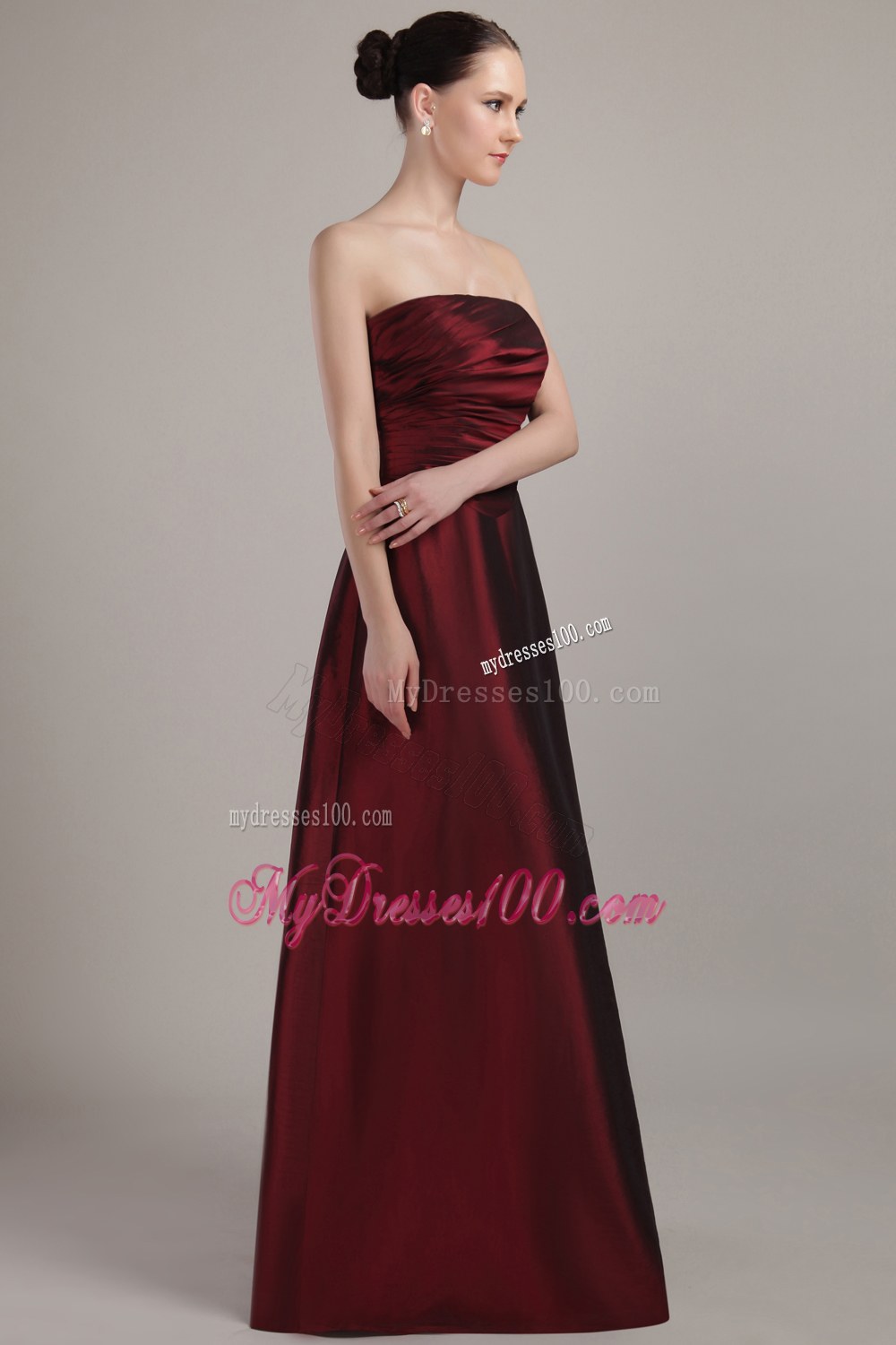 Wine Red Strapless 2013 Fashion Dama Dresses For Quinceanera