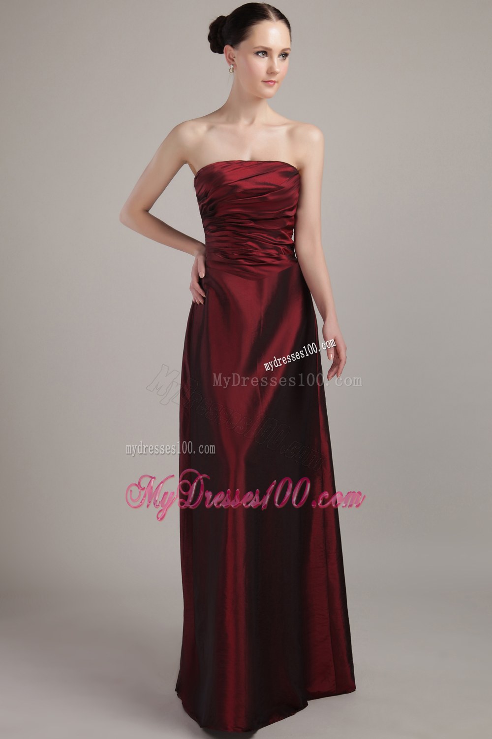 Wine Red Strapless 2013 Fashion Dama Dresses For Quinceanera