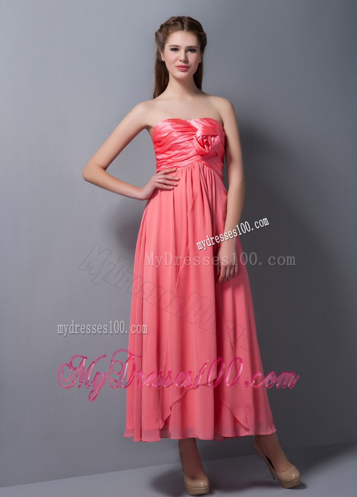 Watermelon Strapless Hand Flower Dama Dresses For Quinceanera