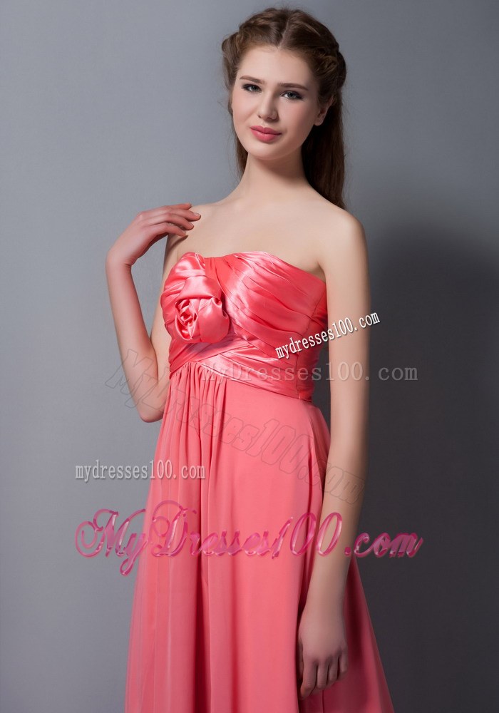 Watermelon Strapless Hand Flower Dama Dresses For Quinceanera