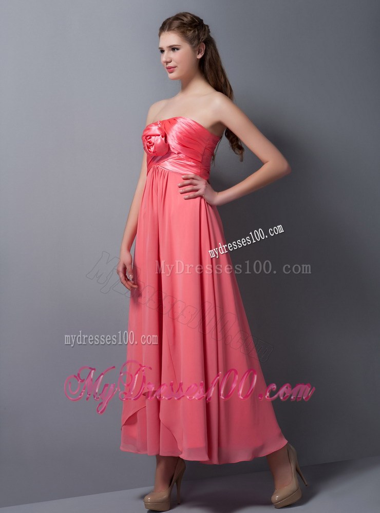 Watermelon Strapless Hand Flower Dama Dresses For Quinceanera