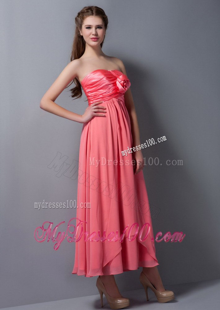 Watermelon Strapless Hand Flower Dama Dresses For Quinceanera