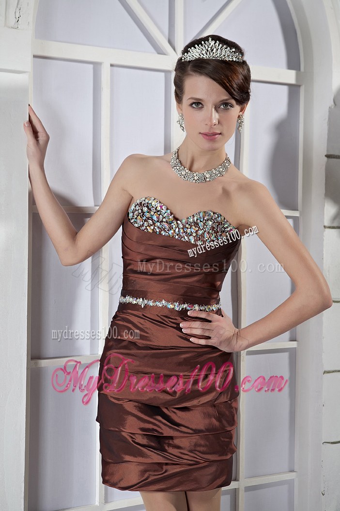 Brown Sweetheart Dama Dresses For Quinceanera with Beading 2013