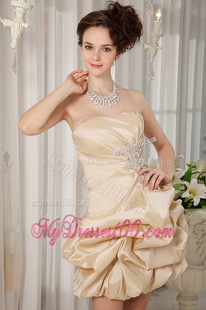 Champagne Princess Strapless Dama Dresses For Quinceanera Beading