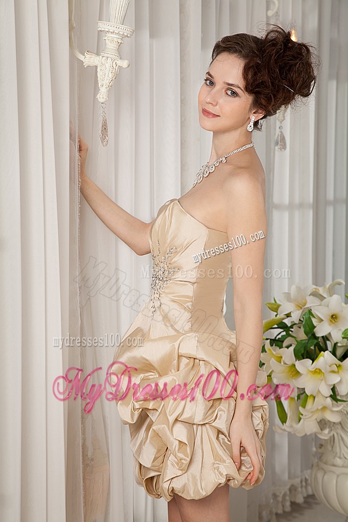Champagne Princess Strapless Dama Dresses For Quinceanera Beading