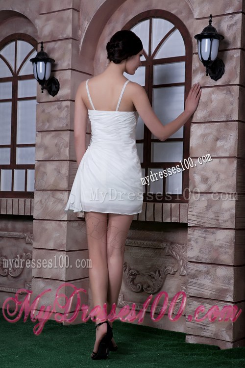 White Spaghetti Straps Dama Dresses For Quinceanera with Beading
