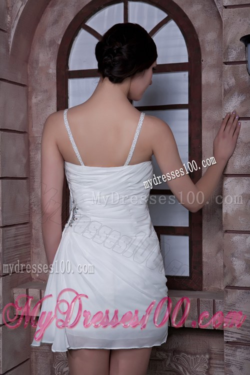 White Spaghetti Straps Dama Dresses For Quinceanera with Beading