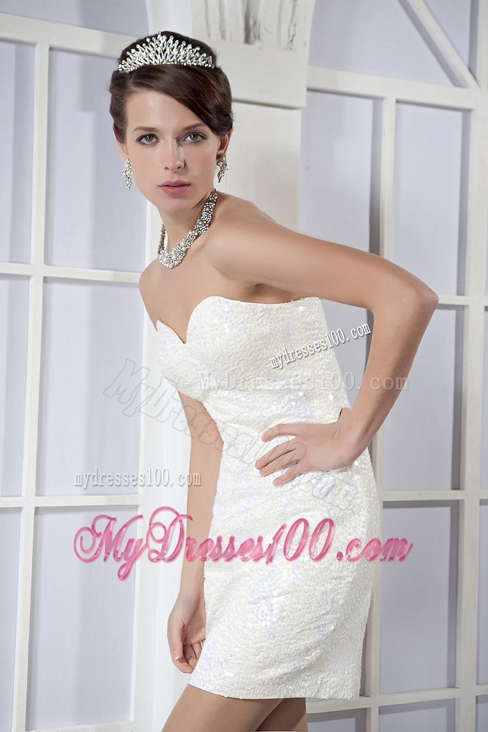 White Column Sweetheart 2013 Sequin Dama Dresses For Quinceanera