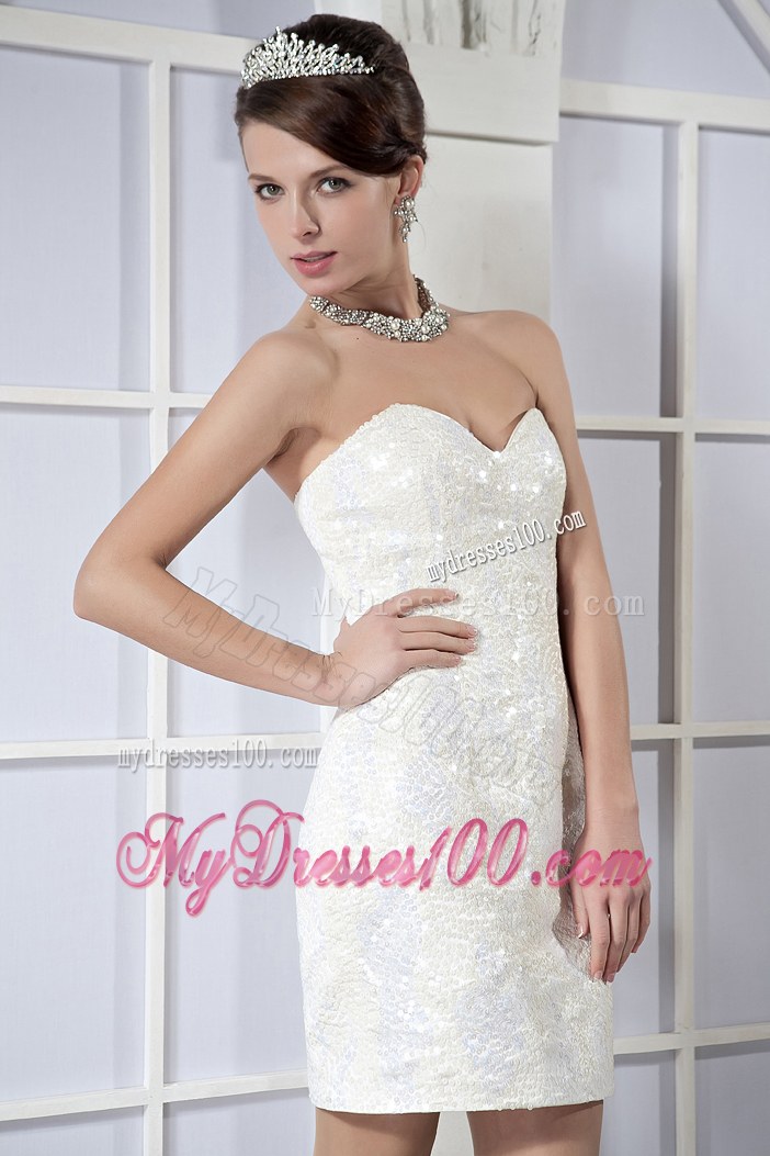 White Column Sweetheart 2013 Sequin Dama Dresses For Quinceanera