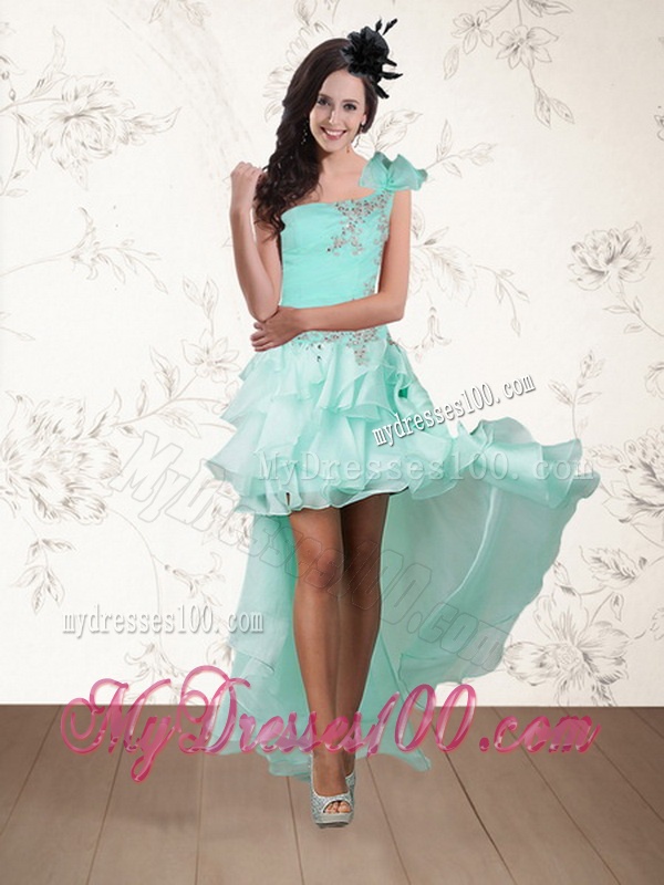 2016 Apple Green Quince Dress with Beading and Appliques
